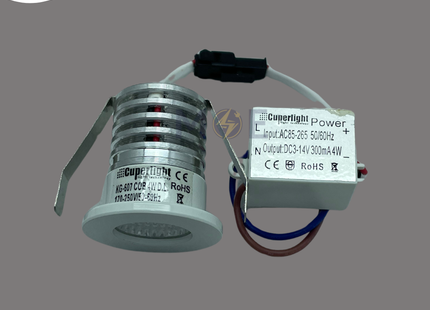 CuperLight LED Pin COB Downlight/ Panel Light White Ceiling Flush Mounted Circular Daylight 6500K 400Lm 2.5cm 4W | KG607-COB-4W | سبوت بين ليد مدور مخفي ابيض دايلايت