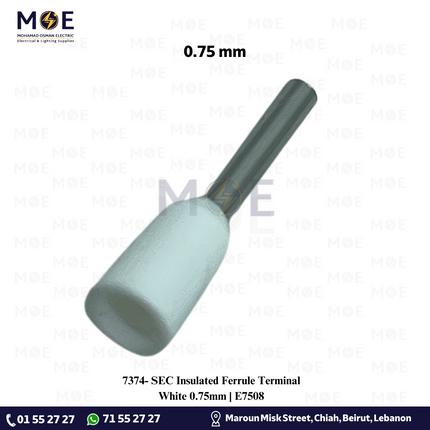 SEC Insulated Ferrule Terminal White 0.75mm | E7508