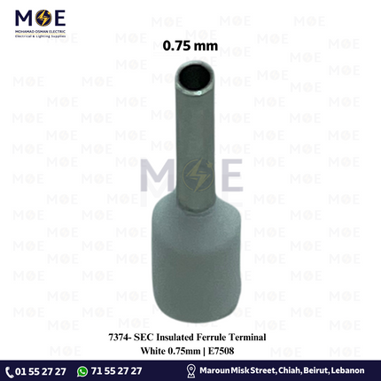 SEC Insulated Ferrule Terminal White 0.75mm | E7508