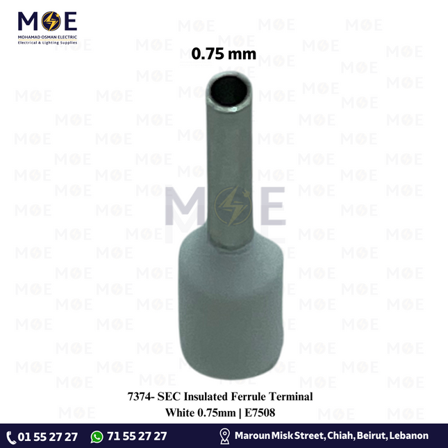 SEC Insulated Ferrule Terminal White 0.75mm | E7508