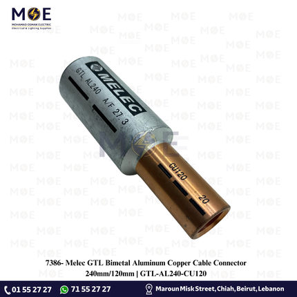 Melec GTL Bimetal Aluminum Copper Cable Connector 240mm/120mm | GTL-AL240-CU120