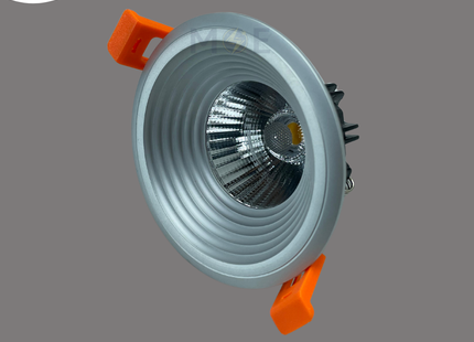 CuperLight LED COB Downlight/ Panel Light Chrome Ceiling Flush Mounted Circular Warmwhite 3000K 9.5cm 700Lm 7W | US-1627 | سبوت ليد مدور مخفي كروم ورم وايت