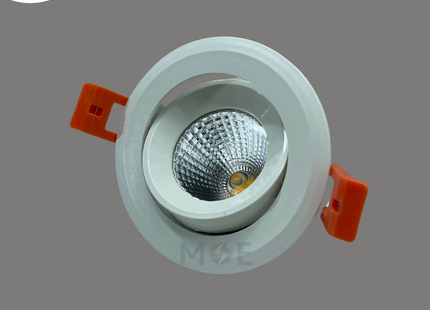 CuperLight LED COB Downlight/ Panel Light White Ceiling Flush Mounted Adjustable Circular Warmwhite 3000K 7.5cm 10W | MBZ010-10W | سبوت ليد مدور مخفي متحرك ابيض ورم وايت