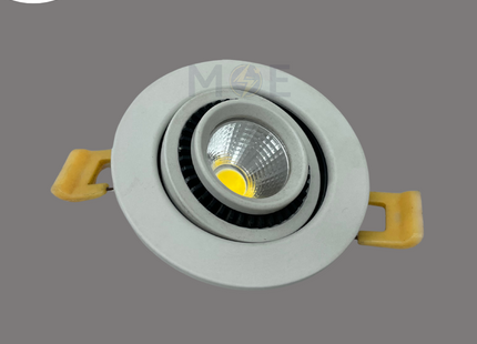 CuperLight LED COB Downlight/ Panel Light White Ceiling Flush Mounted Adjustable Circular Warmwhite 3000K 500Lm 5.5cm 5W | FS-TJ005 | سبوت ليد مدور مخفي متحرك ابيض ورم وايت