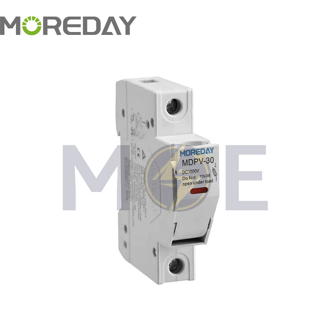 MoreDay Din Fuse Holder With Fuse 10x38mm 30A 1000VDC | MDPV-30 | دجنتور بيت فيوز مع فيوز - حامل فيوز على سكة دين - قاعدة فيوز