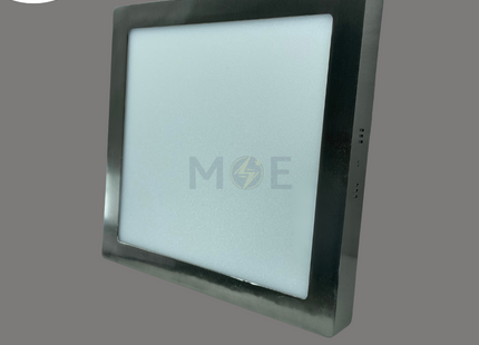 Mec LED Downlight/ Panel Light Chrome Ceiling Surface Mounted Square Daylight 6500K 30cm 24W | سبوت ليد مربع ظاهر كروم دايلايت