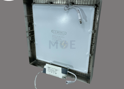 Mec LED Downlight/ Panel Light Chrome Ceiling Surface Mounted Square Daylight 6500K 30cm 24W | سبوت ليد مربع ظاهر كروم دايلايت