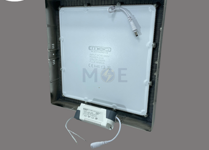 Mec LED Downlight/ Panel Light Chrome Ceiling Surface Mounted Square Warmwhite 3500K 30cm 24W | سبوت ليد مربع ظاهر كروم ورم وايت