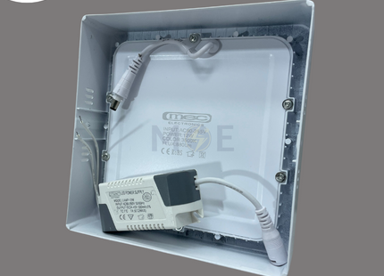 Mec LED Downlight/ Panel Light White Ceiling Surface Mounted Square Warmwhite 3000K 18cm 12W | سبوت ليد مربع ظاهر ابيض ورم وايت