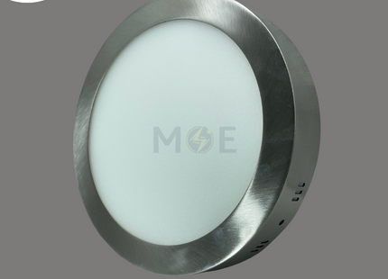 Mec LED Downlight/ Panel Light Chrome Ceiling Surface Mounted Circular White 6500K 1600Lm 22cm 18W | سبوت ليد مدور ظاهر كروم دايلايت