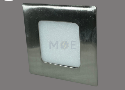 Mec LED Downlight/ Panel Light Chrome Ceiling Flush Mounted Square Warmwhite 3500K 320Lm 7.5cm 4W | MEC-SN-WW-4W | سبوت ليد مربع مخفي كروم ورم وايت