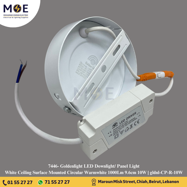 Goldenlight LED Downlight/ Panel Light White Ceiling Surface Mounted Circular Warmwhite 1000Lm 9.6cm 10W | gldnl-CP-R-10W