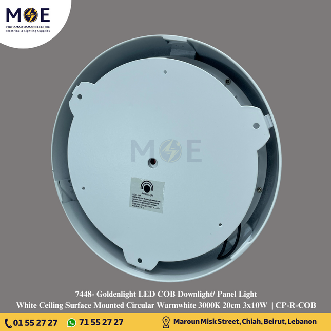 Goldenlight LED COB Downlight/ Panel Light White Ceiling Surface Mounted Circular Warmwhite 3000K 20cm 3x10W  | CP-R-COB