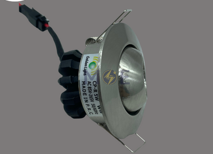 Goldenlight LED COB Downlight/ Panel Light Chrome Ceiling Flush Mounted Circular Warmwhite 3000K 4.5cm 5W | CP-R-5W 116 | سبوت ليد مدور مخفي عين متحرك كروم ورم وايت