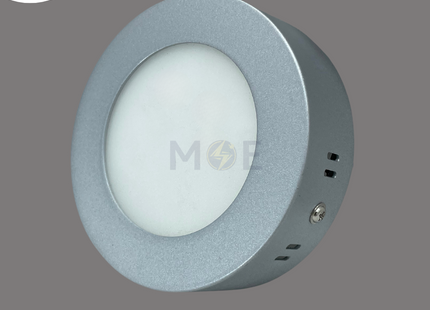 Blue Point LED Downlight/ Panel Light Chrome Ceiling Surface Mounted Circular Daylight 6500K 12cm 6W | سبوت ليد مدور ظاهر فضي دايلايت
