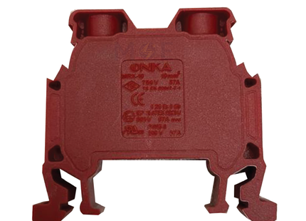ONKA Rail Terminal Block Red 10mm | ON-MRK 10-RD | جنكسيون سكة احمر