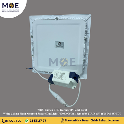 Luxten LED Downlight/ Panel Light White Ceiling Flush Mounted Square DayLight 7000K 900Lm 18cm 15W | LUX-SY-15W-NS WH DL | سبوت ليد مربع مخفي ابيض دايلايت