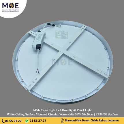 CuperLight Led Downlight/ Panel Light White Ceiling Surface Mounted Circular Warmwhite 50W 50x50cm | PF50*50 Surface