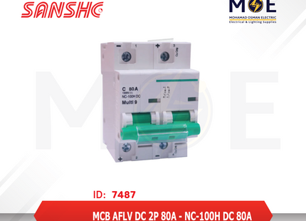 Aelifv MCB AFLV DC 2P 80A | NC-100H DC | دجنتور كهرباء مجوز - قاطع كهربائي