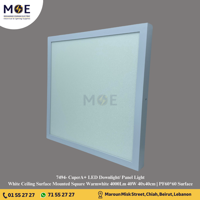 CuperA+ LED Downlight/ Panel Light White Ceiling Surface Mounted Square Warmwhite 4000Lm 40W 40x40cm | PF60*60 Surface