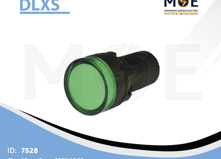 DLXS Signal Lamp Green 220V AC 22mm | DX-AD22-220-GRN | لمبة اشارة اخضر