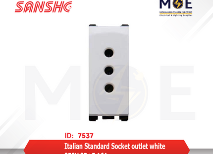 Sanshe Italian Standard Socket outlet white 250V 2P+E 16A | KH-1113 | بريز امان ابيض