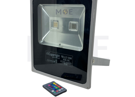 Cuperlight COB LED Floodlight Gray+Remote Controller 100W RGB IP65 | RB-LLS-100W | برجكتور ليد انارة مطري رمادي مع ريموت كونترول ضو ملون اخضر و احمر و ازرق