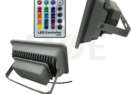 Cuperlight COB LED Floodlight Gray+Remote Controller 150W RGB IP65 | KG-TB-150W | برجكتور ليد انارة مطري رمادي مع ريموت كونترول ضو ملون اخضر و احمر و ازرق