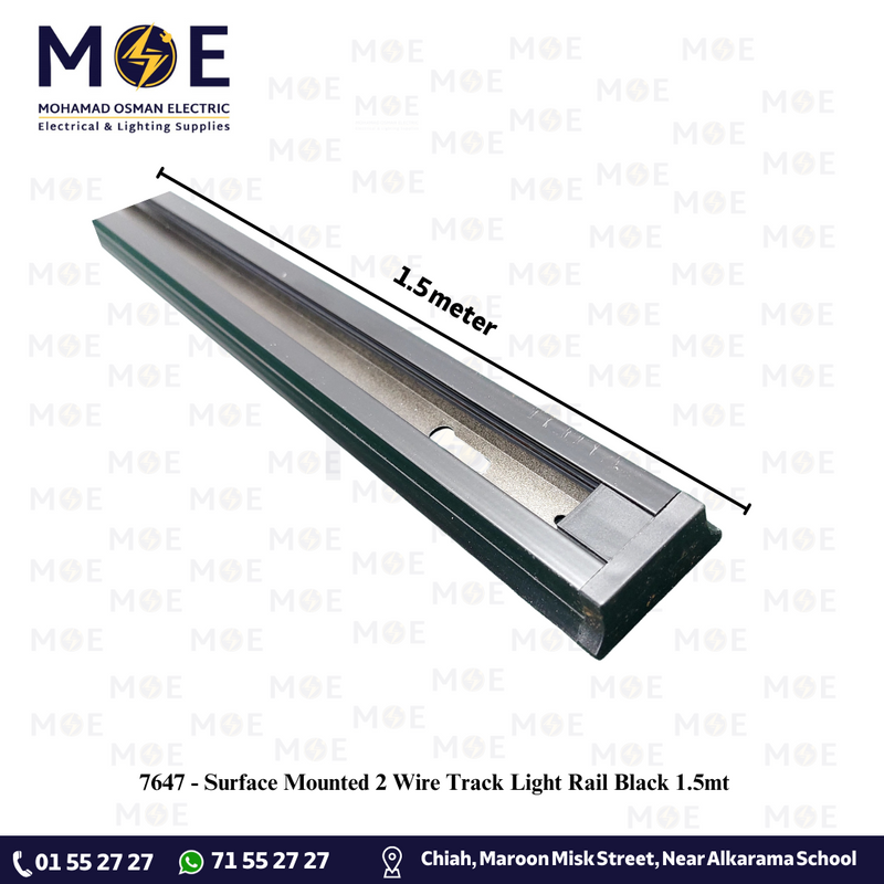 Surface Mounted 2 Wire Track Light Rail Black 1.5mt – MOElectric