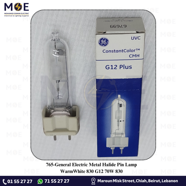 General Electric Metal Halide Pin Lamp WarmWhite 830 G12 70W 830