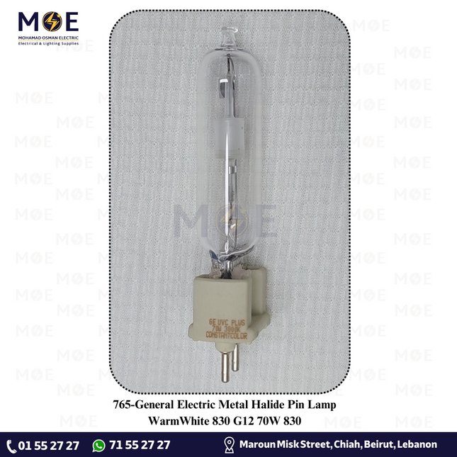 General Electric Metal Halide Pin Lamp WarmWhite 830 G12 70W 830