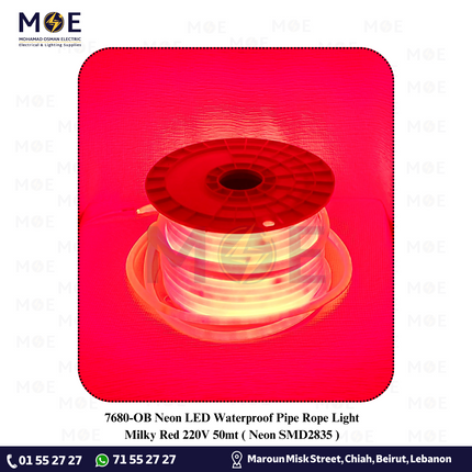 OB Neon LED Waterproof Pipe Rope Light Milky Red 220V 50mt | Neon SMD2835