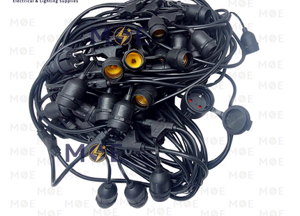Cuperlight String Light Black Waterproof Wire 50 LampHolder E27 25mt Extendable | حبل زينة/كابل مع دوي مطري