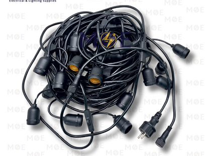 String Light Black Waterproof Wire 25 LampHolder E27 25mt Extendable | حبل زينة/كابل مع دوي مطري مع تطويلة