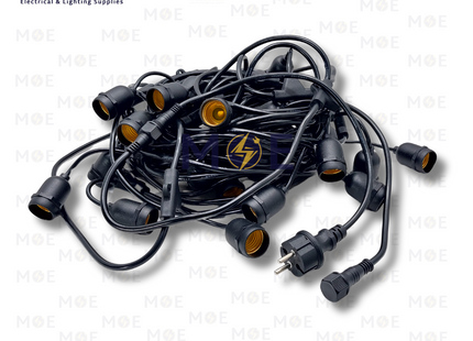 String Light Black Waterproof Wire 25 LampHolder E27 25mt Extendable | حبل زينة/كابل مع دوي مطري مع تطويلة