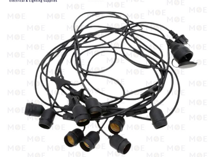 String Light Black Waterproof Wire 10 LampHolder E27 5mt Extendable | XS-DT6-1 | حبل زينة/كابل مع دوي مطري مع تطويلة