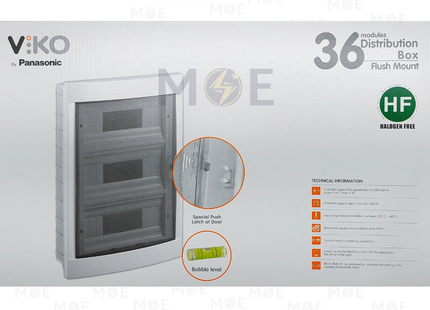 Viko IP40 Flush Mount Distribution Board Smoked Door 314x440x73mm 3Rx12module 36module | 90912036-veko36dm | تابلو بلاستيك مخفي غطا مفيم