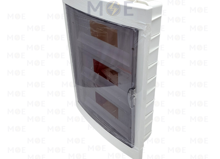 Viko IP40 Flush Mount Distribution Board Smoked Door 314x440x73mm 3Rx12module 36module | 90912036-veko36dm | تابلو بلاستيك مخفي غطا مفيم