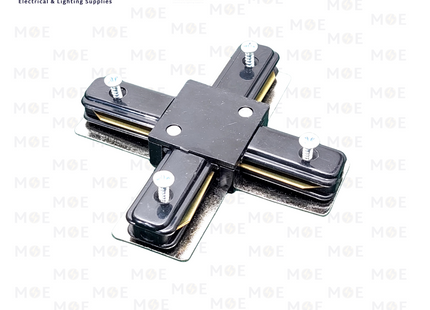 2 Wire Track Light Rail X-Connector Black | وصلة مصالبة سكة سبوت اسود