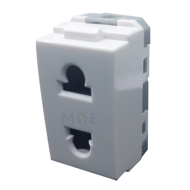 T&J Euro American Socket Outet White 10/16A 2Pin 250V | W8416U | بريز امريكي اوروبي ابيض