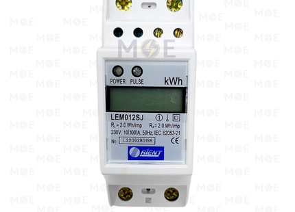 Orient Digital Single Phase Energy Meter KwH 230V AC 50Hz 100A 2module | KwH 1P 2M LEM012SJ | عداد كيلو وات سكة ديجيتال واحد فاز