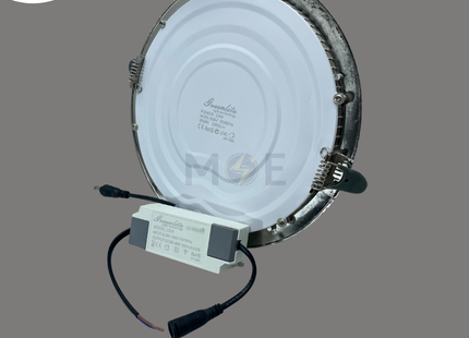 Greenlite LED Downlight/ Panel Light Chrome Ceiling Flush Mounted Circular Warmwhite 3000K 2200Lm 20.5cm 22W | GR-812-22W | سبوت ليد مدور مخفي كروم ورم وايت