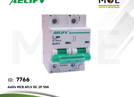 Aelifv MCB AFLV DC 2P 50A | AFL7-63DC-250 | دجنتور كهرباء مجوز - قاطع كهربائي