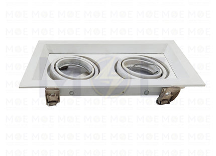 Cuperlight Double downlight / Spotlight Frame MR16 White Recessed Adjustable Square 19x10cm | سبوت فارغ مستطيل مخفي ابيض متحرك مجوز