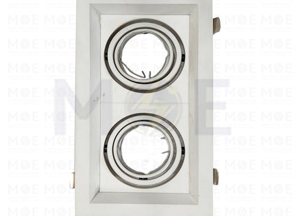 Cuperlight Double downlight / Spotlight Frame MR16 White Recessed Adjustable Square 19x10cm | سبوت فارغ مستطيل مخفي ابيض متحرك مجوز