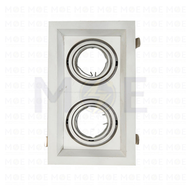 Cuperlight Double downlight / Spotlight Frame MR16 White Recessed Adjustable Square 19x10cm | سبوت فارغ مستطيل مخفي ابيض متحرك مجوز