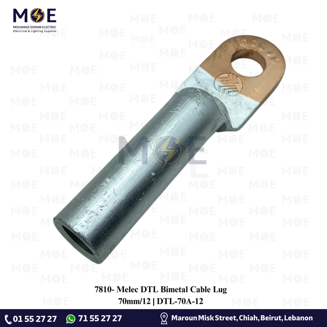 Melec DTL Bimetal Cable Lug 70mm/12 | DTL-70A-12