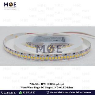 SEG IP20 LED Strip Light Single WarmWhite DC 12V 240Led R5mt | بكرة ستريب ليد ورم ايت