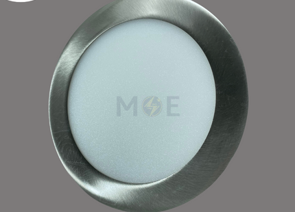 Mec LED Downlight/ Panel Light Chrome Ceiling Flush Mounted CIrcular Daylight 6500K 880Lm 15.5cm 12W | MEC-SN-DL-12W | سبوت ليد مدور مخفي كروم دايلايت