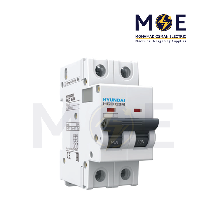 Hyundai MCB HGD63M 6KA 2P 63A | دجنتور كهرباء مجوز - قاطع كهربائي